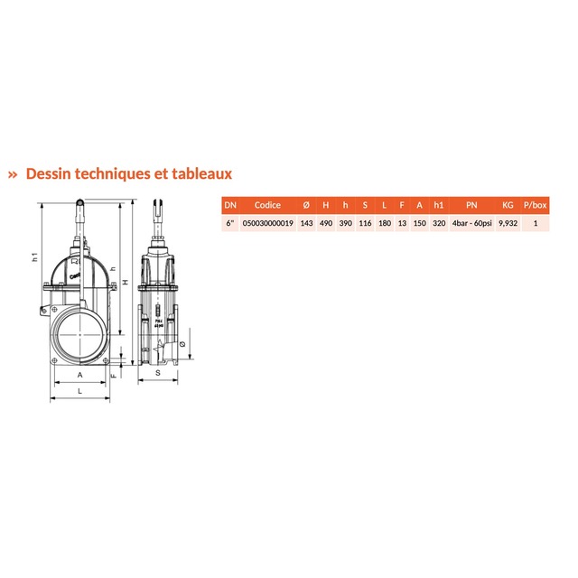 Vanne Laiton CENTURION-RIV30 GDE Capacite 2BRIDES 6'